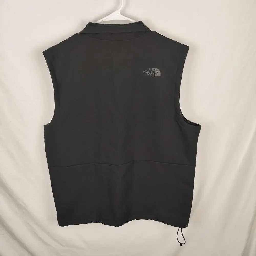 The North Face Vest Mens Large Black Softshell Windbreaker Full Zip Pockets